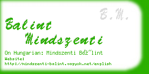 balint mindszenti business card